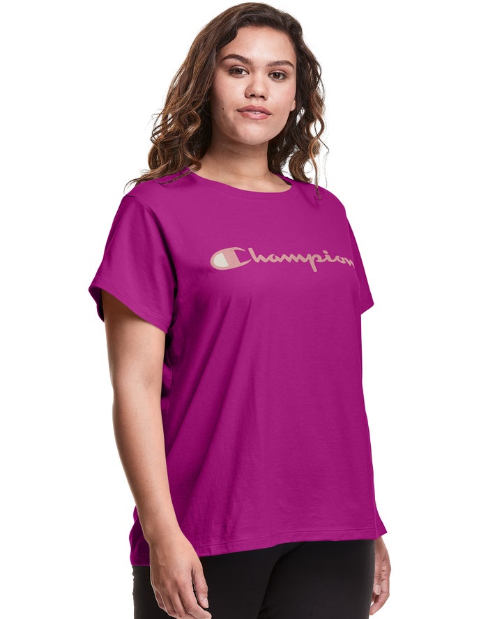 Camiseta Champion Mujer - Plus Classic Script Logo ( Rosas ) 7964025-UE